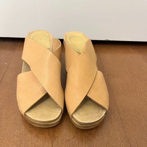 No. 6 Frida leather cross-strap clogs with high heel size 37